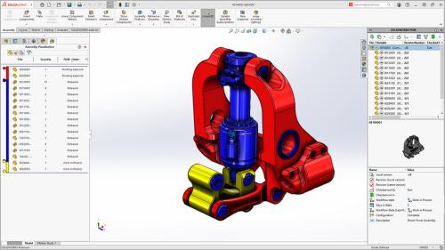 Modelo 3D na interface do usuário do SOLIDWORKS PDM 2024
