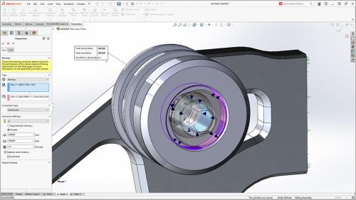 Modell in der Anwenderoberfläche von SOLIDWORKS Simulation 2024