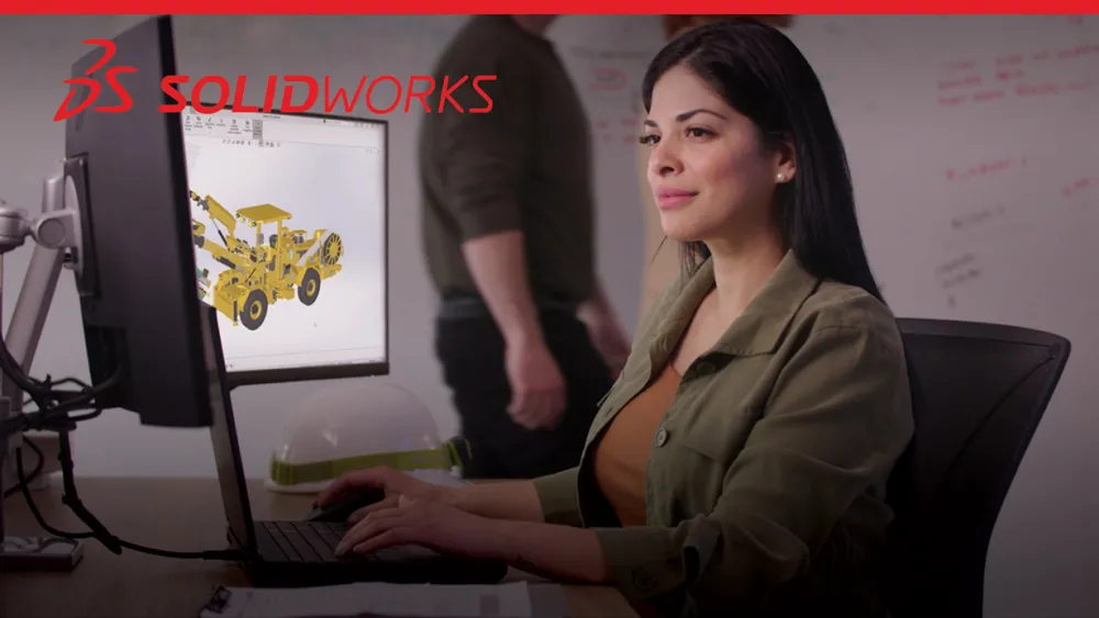Diseñadora trabajando en un ordenador - SOLIDWORKS