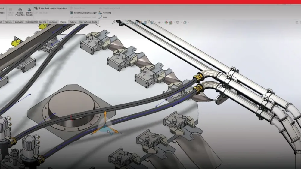 Capture d'écran d'un modèle 3D d'assemblage de pièces - SOLIDWORKS