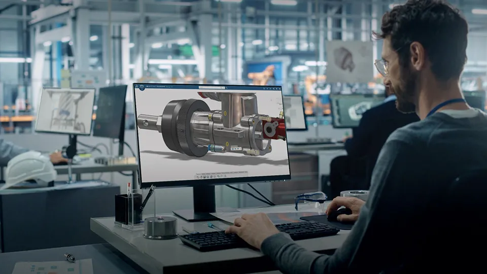 Designer working on 3D model - SOLIDWORKS
