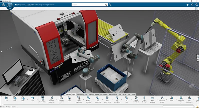 3D rendering of robot in assembly line, robotic arm in action - SOLIDWORKS