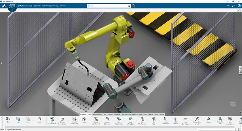 3D rendering of robotic arm performing action in manufacturing process - SOLIDWORKS