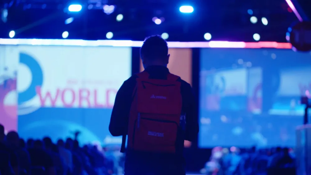 3DEXPERIENCE World General Session attendee in audience just before the presentations begin