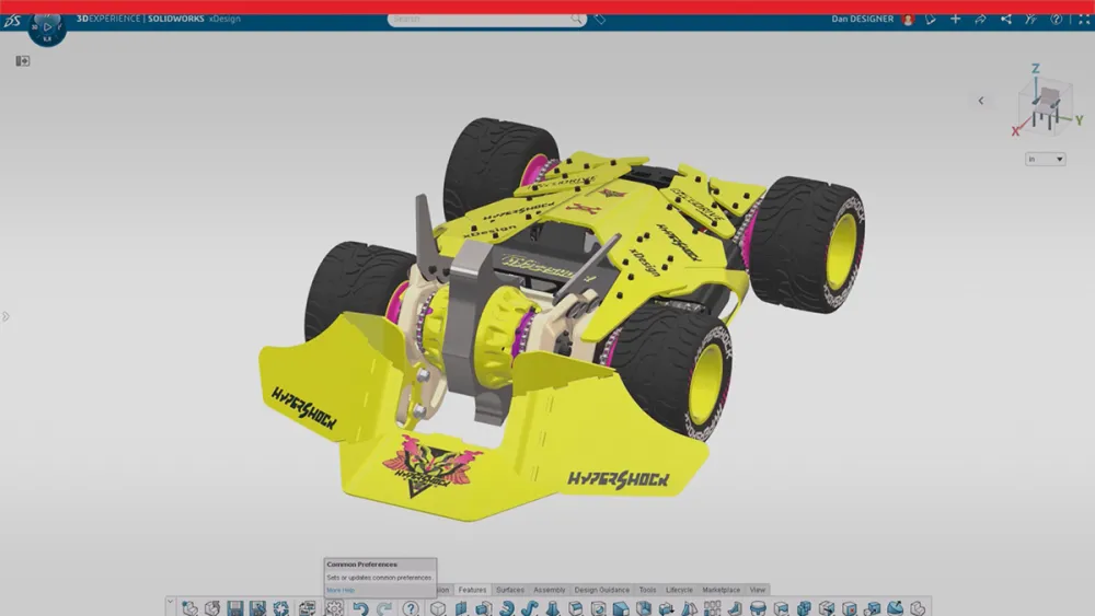 SOLIDWORKS 3D rendering of Hypershock battlebot