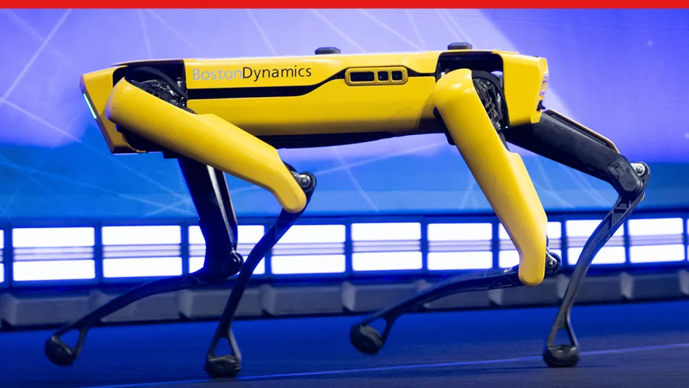 Boston Scientific's robotic dog on the stage at 3DEXPERIENCE World