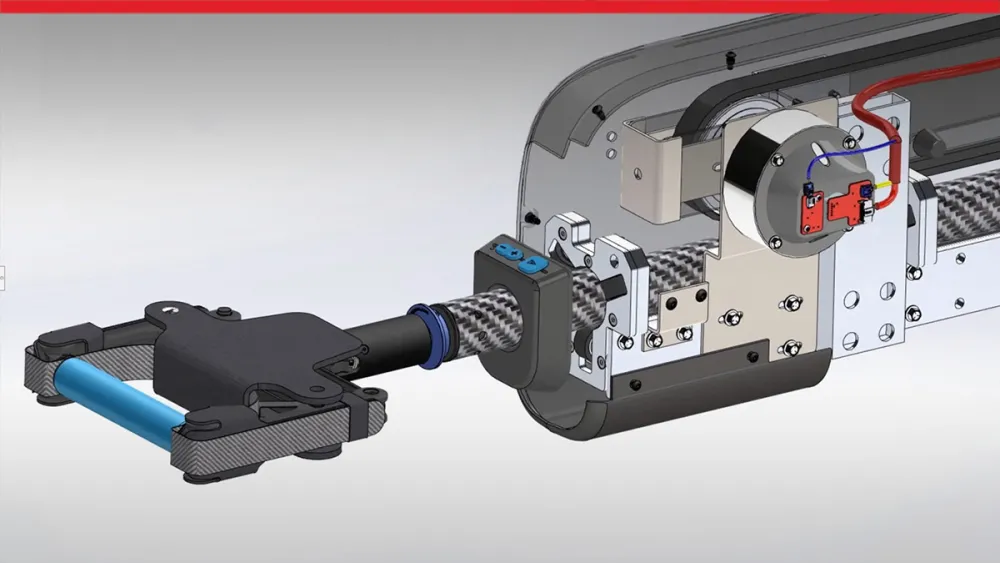 Screenshot showing SOLIDWORKS AI assist auto fastener in action on a 3D model