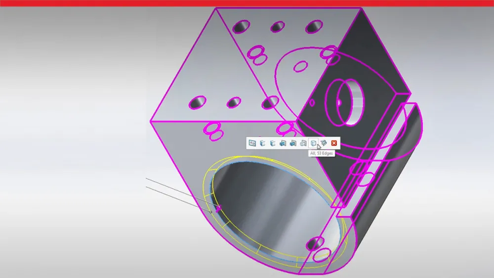 Screenshot showing SOLIDWORKS user interface for automatic selection