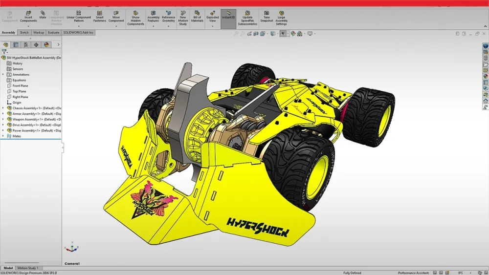 SOLIDWORKS 3D model of a battlebot