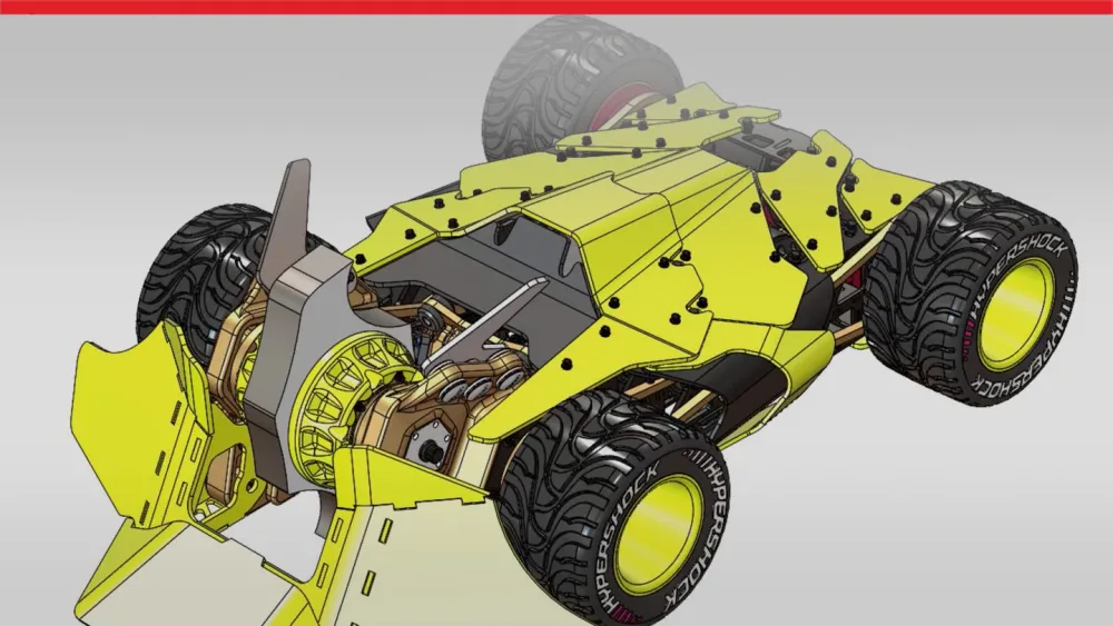 SOLIDWORKS 3D model of a battlebot