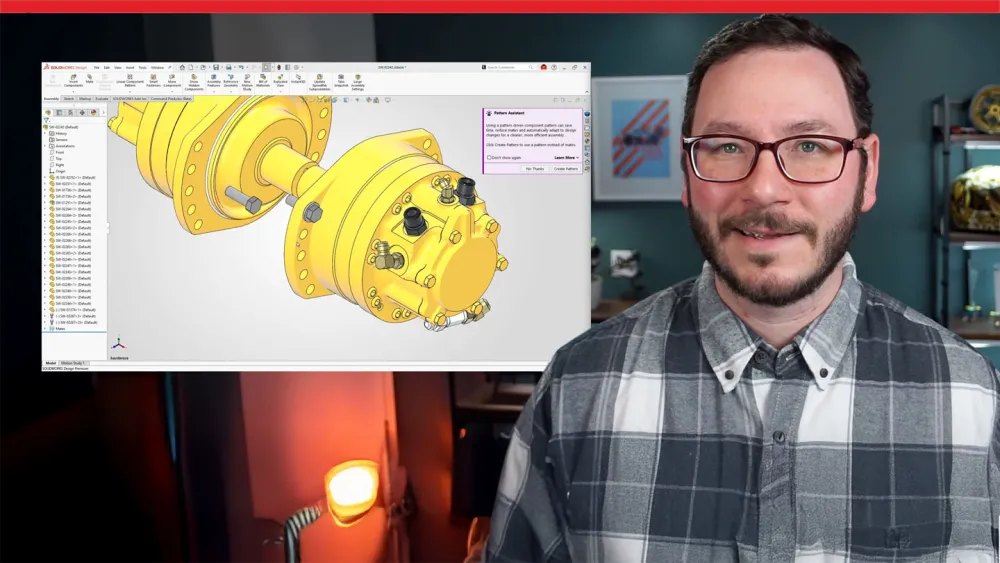 SOLIDWORKS Design FD01-2026 release screenshot with presenter