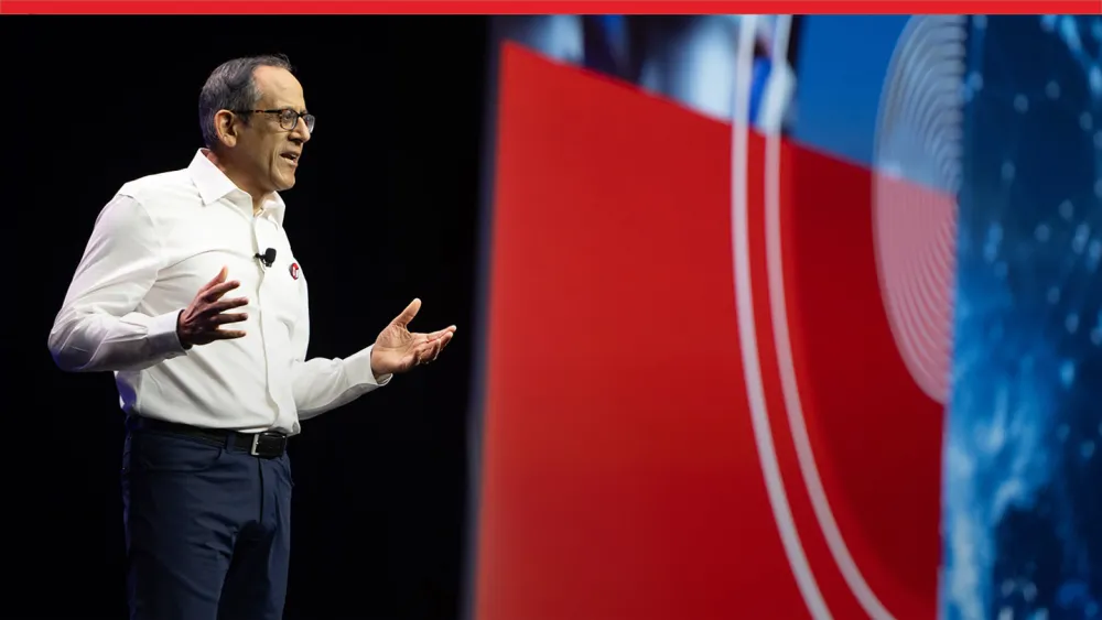 SOLIDWORKS VP of Strategy giving an announcement on stage