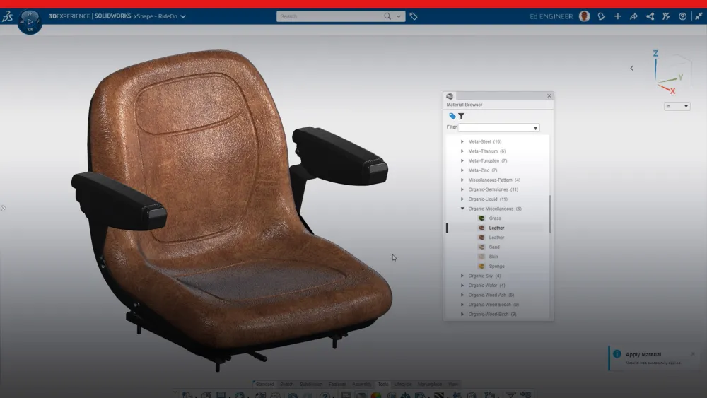 Poltrona da ufficio progettata con il ruolo di progettazione di 3DEXPERIENCE Works