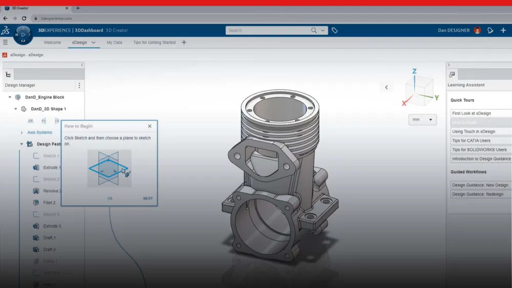 Schermata di progettazione di 3D Creator