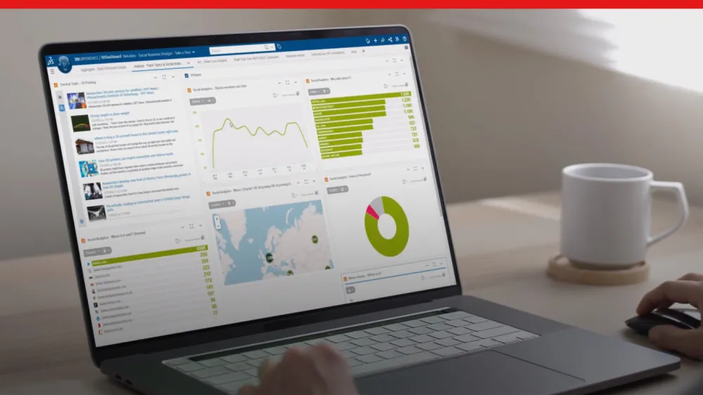 Laptop display showing different types of data in 3DEXPERIENCE Works user interface