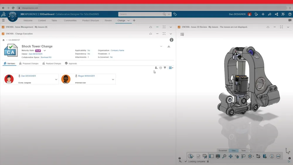 Modello 3D di una parte con dati correlati - SOLIDWORKS Cloud Services
