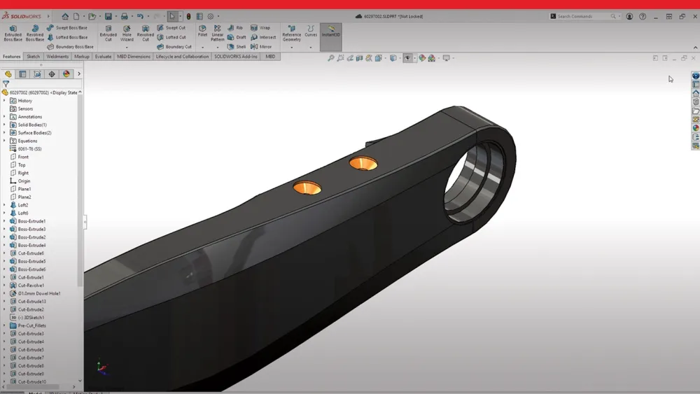 Modelo 3D de uma peça – SOLIDWORKS Cloud Services