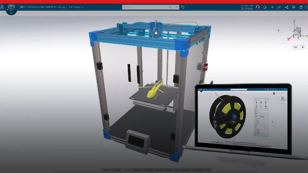 3D rendering of 3D printer - SOLIDWORKS browser-based roles