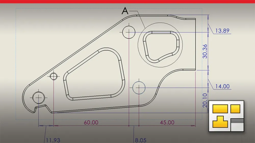 Zeichnung eines 3D-modellierten Teils – SOLIDWORKS