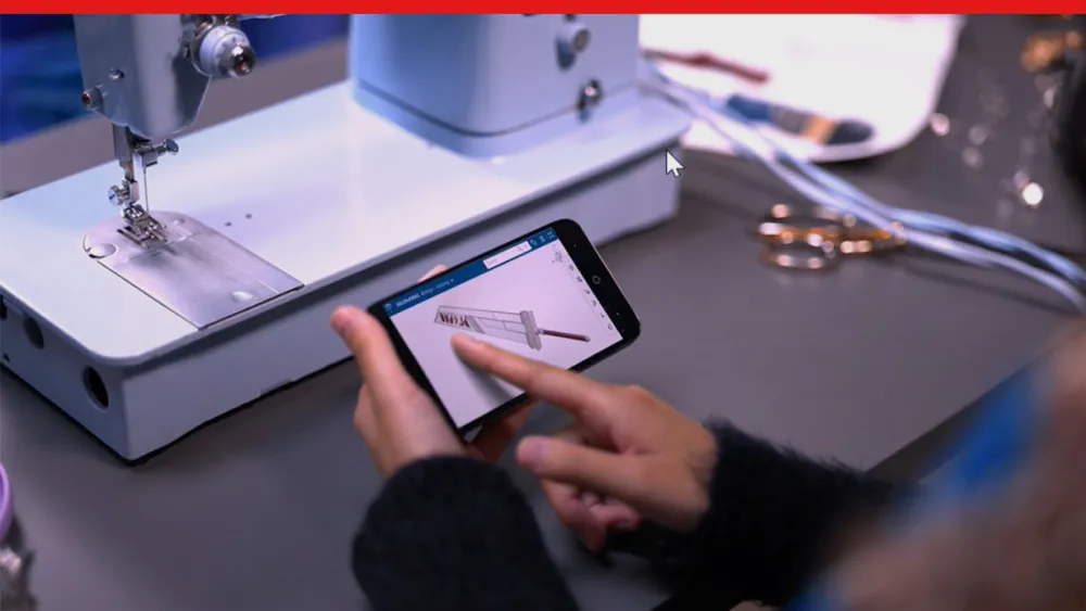Costume designer working on 3D model on tablet - SOLIDWORKS