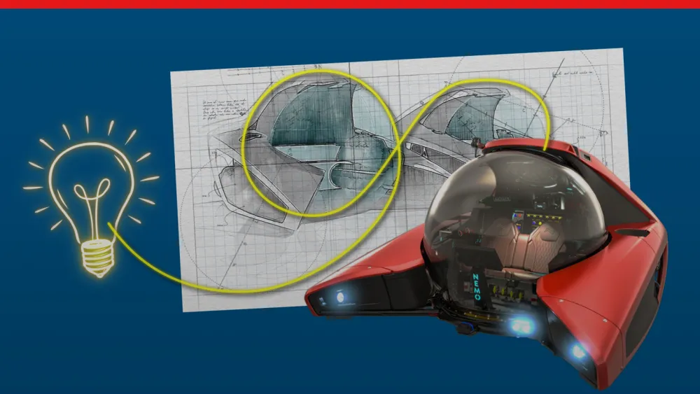 NEMO 3D rendinering with ideation sketches - 3DEXPERIENCE Works