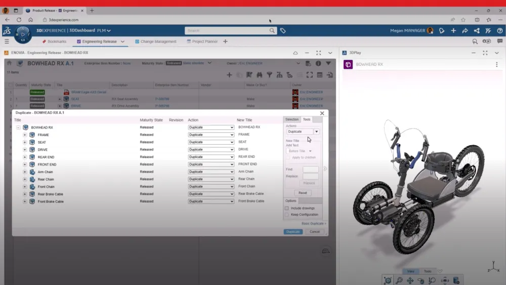 Screeshot of 3D model in 3DEXPERIENCE Works Cloud PLM
