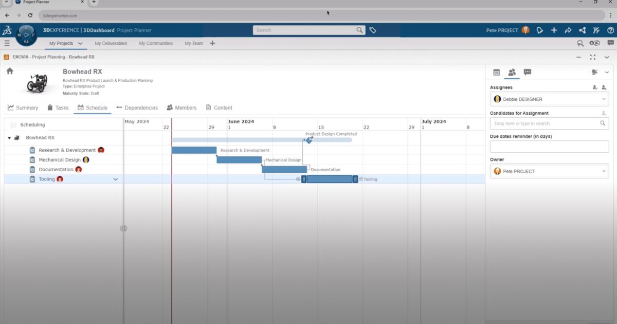 3DEXPERIENCE Works Cloud PLM: CAD-connected Project Planning | SOLIDWORKS