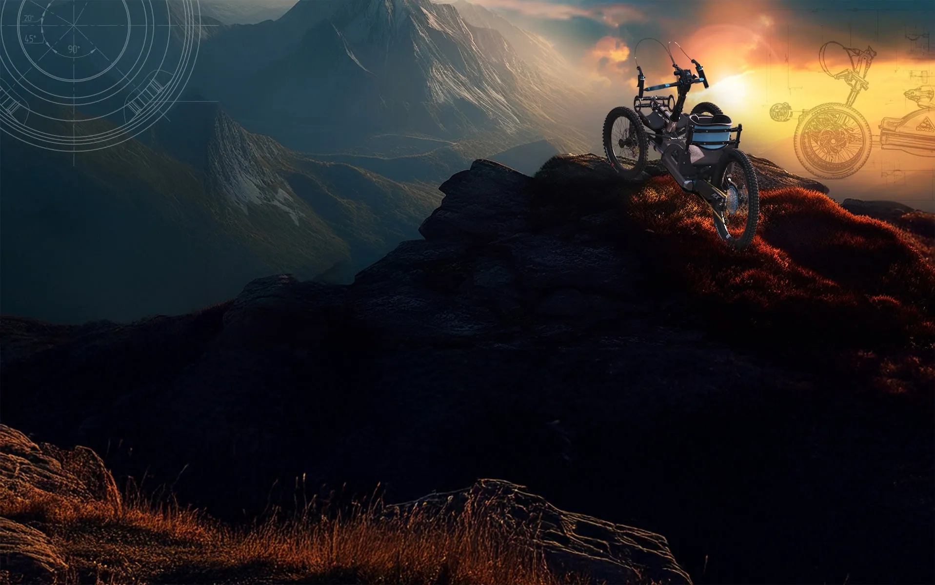 SOLIDWORKS 3D rendering of Bowhead adaptive ebike