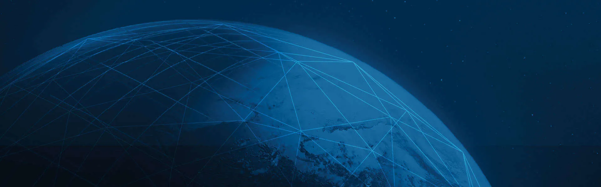Graphic image of the earth with networking lines going over it