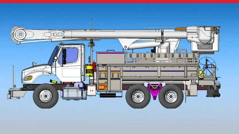 SOLIDWORKS 3D model of a utility truck