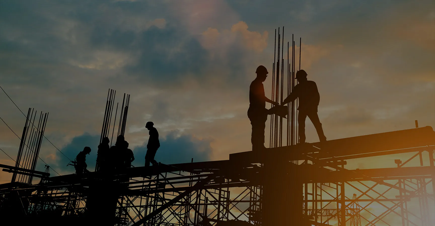 Workers on building site