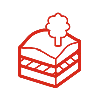 icon showing a tree on cross-cut diagram of land