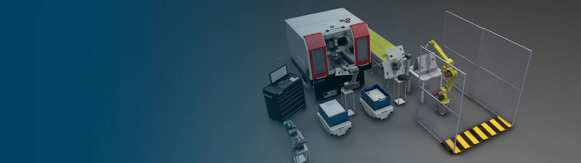 3D rendering of an automated assembly line