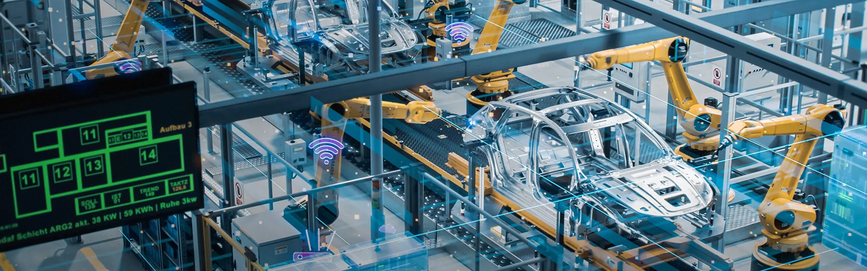 Automated manufacturing floor with representation of related data