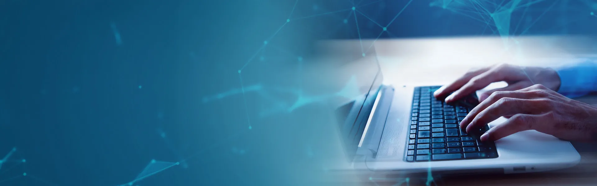 Laptop with graphic representation of technology and connections