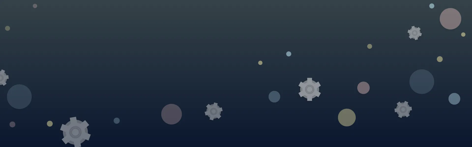 Blue background with gear and circle graphics for Beyond the Status Quo program