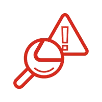 SOLIDWORKS What's Wrong Analysis icon showing a magnifying glass and and exclamation point