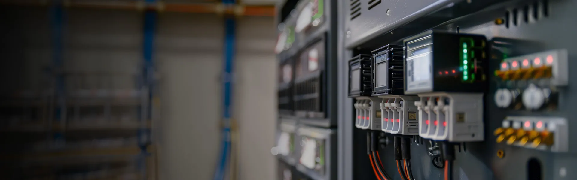 Image depicting inside of an industrial control panel containing various wiring, terminal strip, and sensor elements