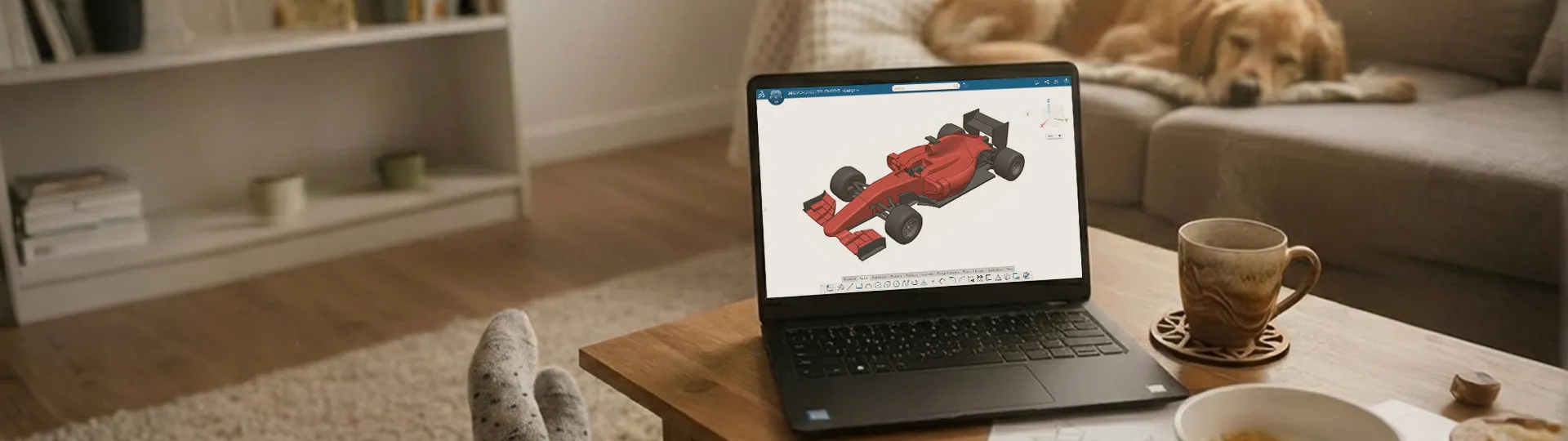 SOLIDWORKS xDesign screen on the laptop