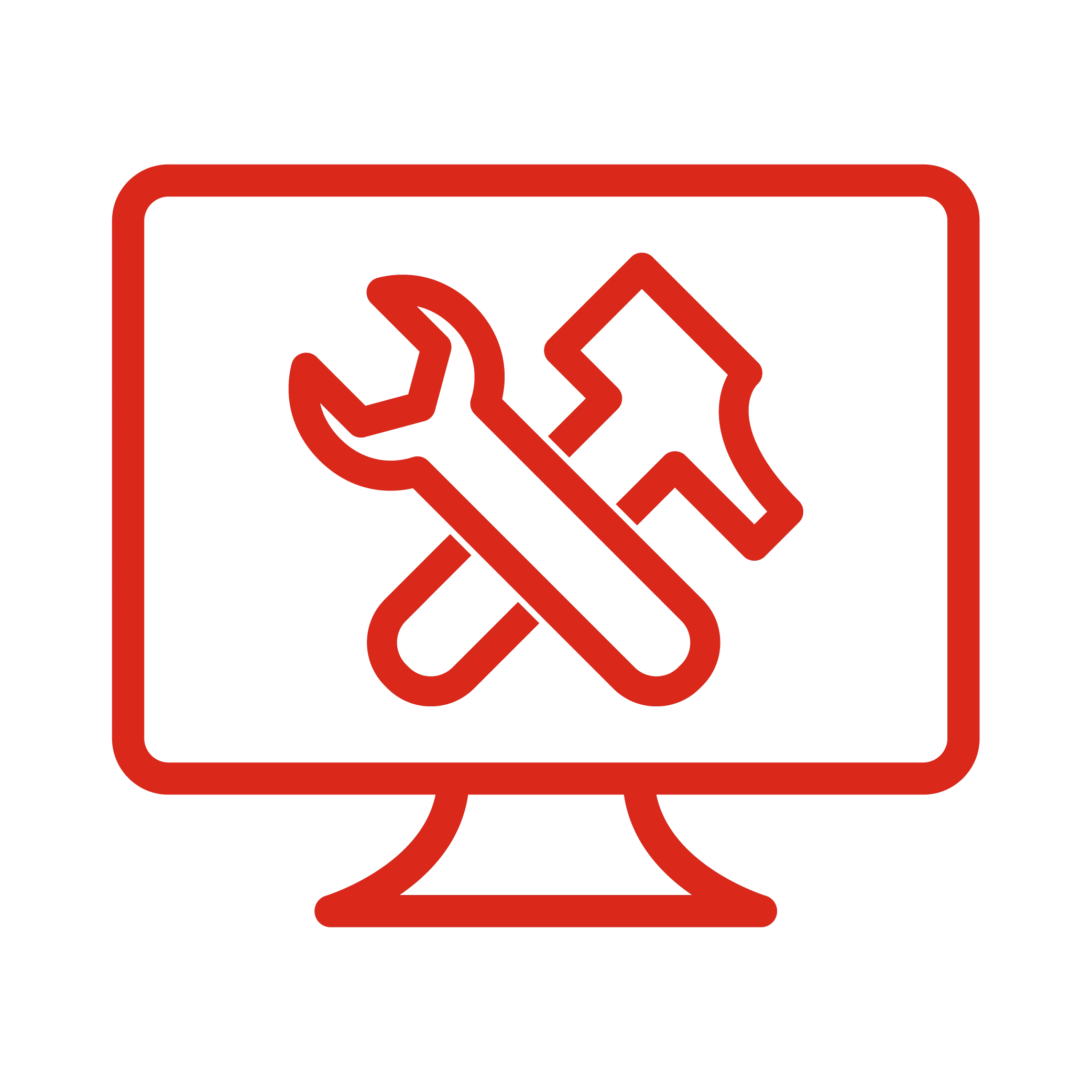 icon depicting tools within a computer monitor representing IT services