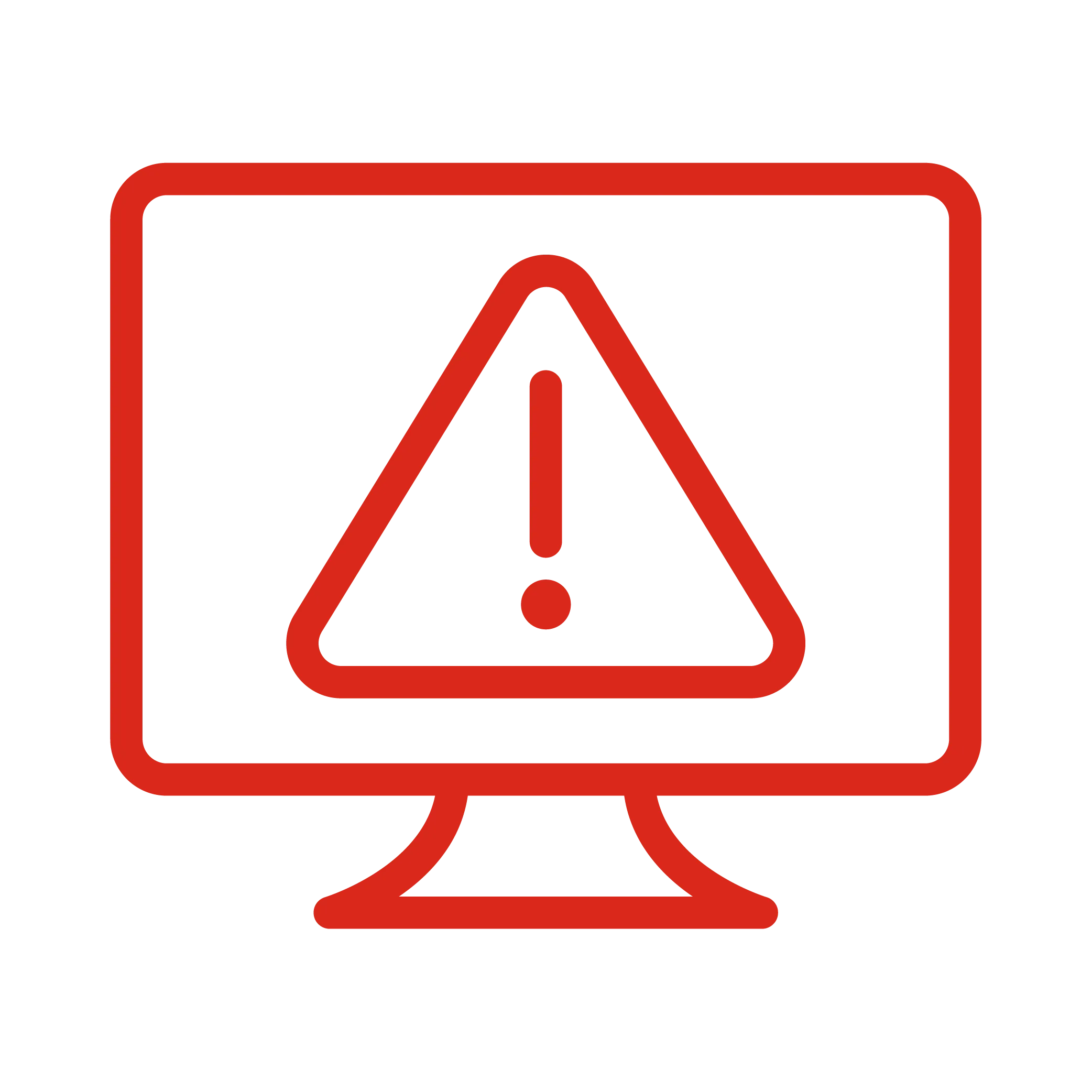 icon depicting a desktop computer with warning sign on the screen