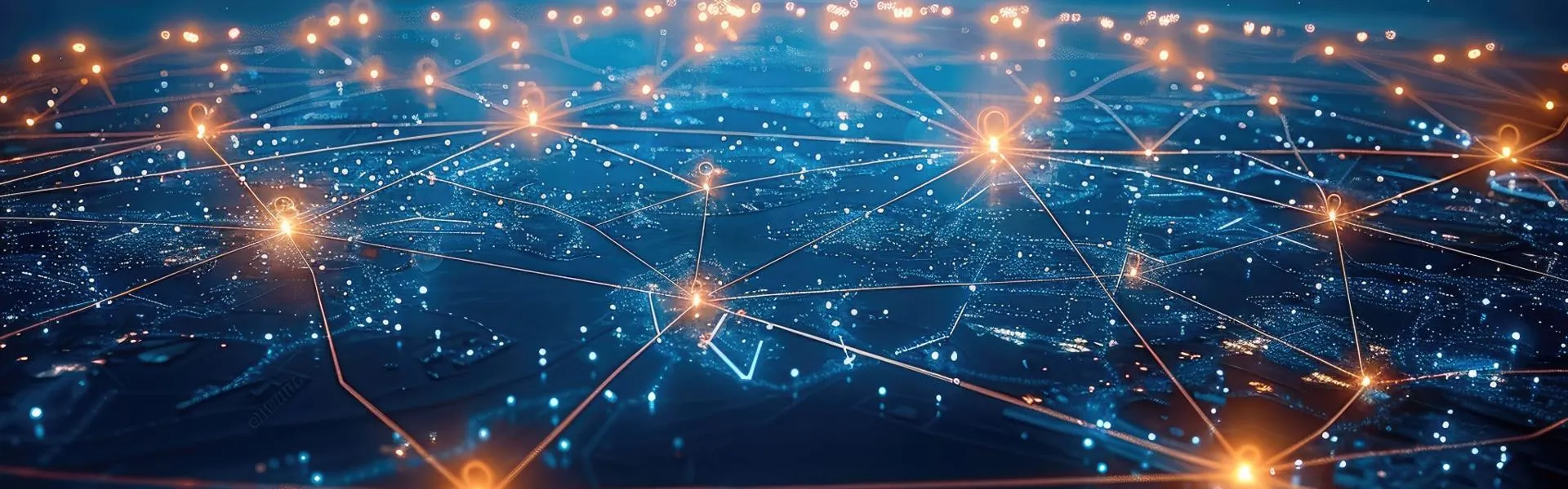 image depicting interconnected glowing nodes on a map