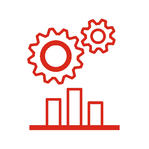 Gears over a bar graph