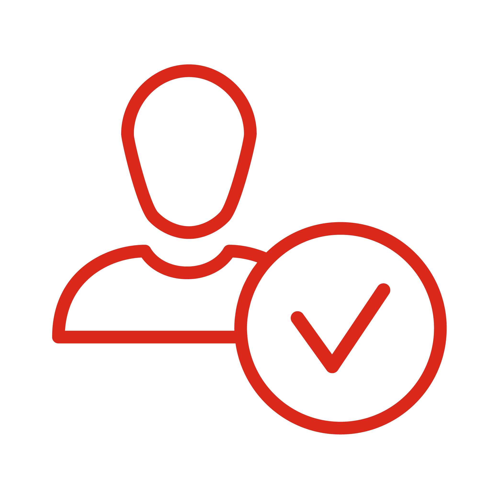 Icon with a person with a checkmark