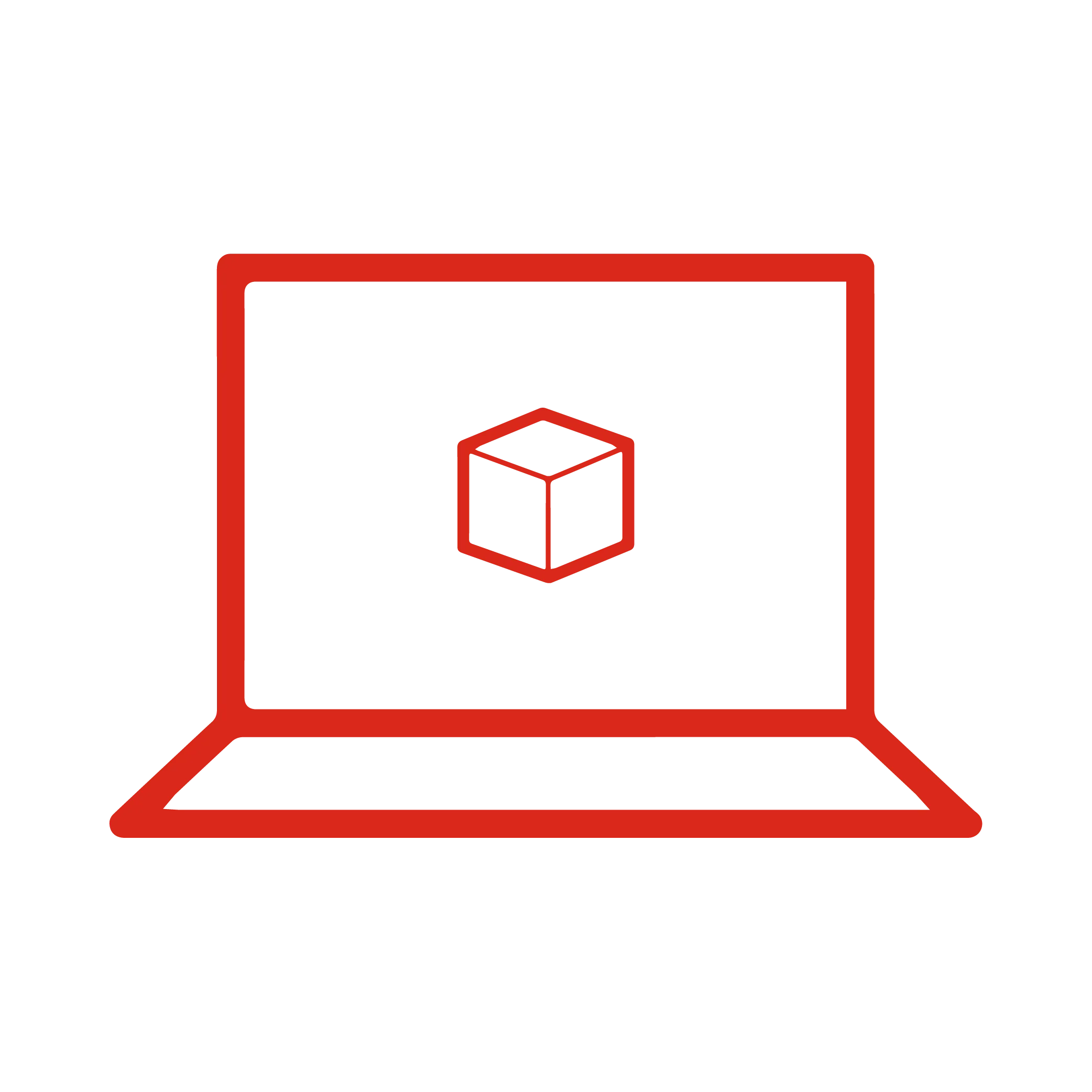 Icon of laptop screen with 3D cube