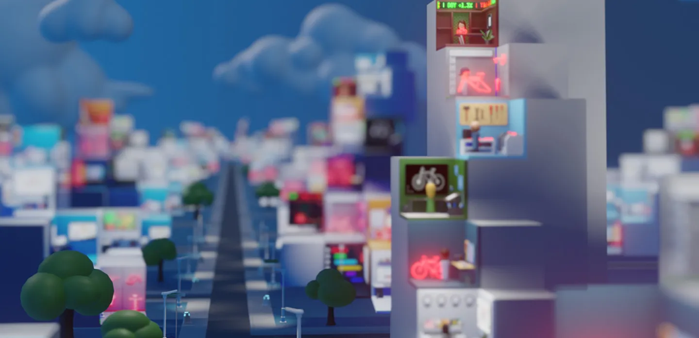 Build it Universe building showing different job roles