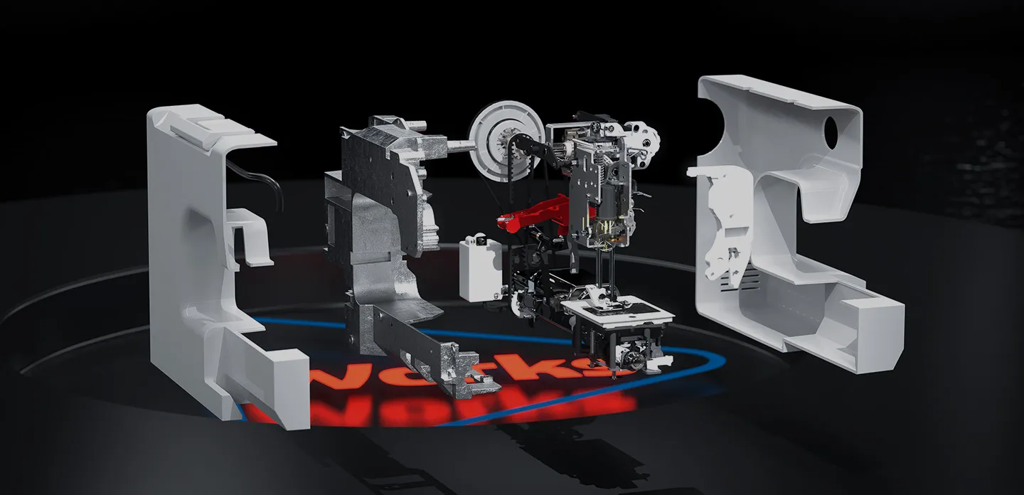 Exploded view of sewing maching, designed with 3DEXPERIENCE Works