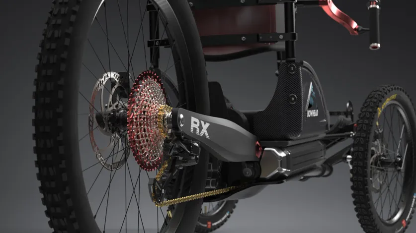View of rear wheel of Bowhead