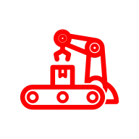 Icon with assembly line and robotic arm - SOLIDWORKS