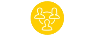 Icon showing three people connected - DELMIAWorks